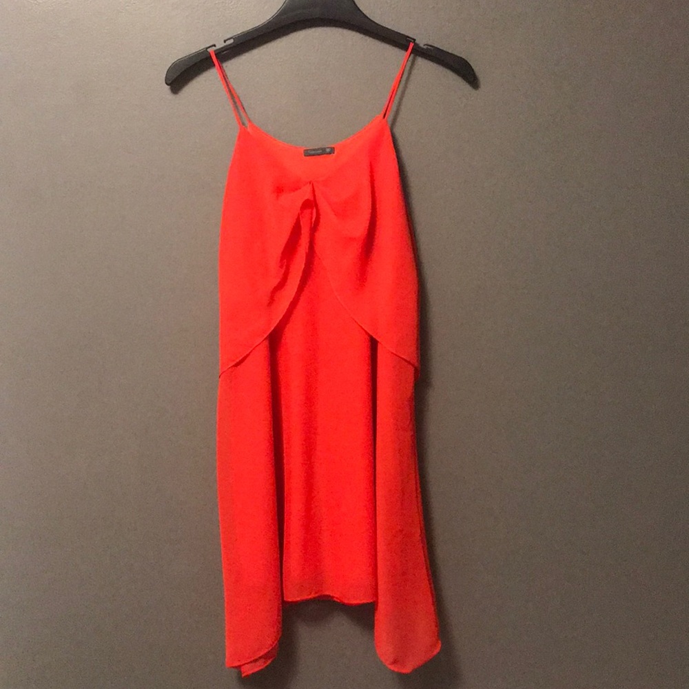 red chiffon dress